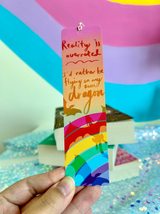 'I'd Rather Be Flying On My Dragon' Colorful Bookmark