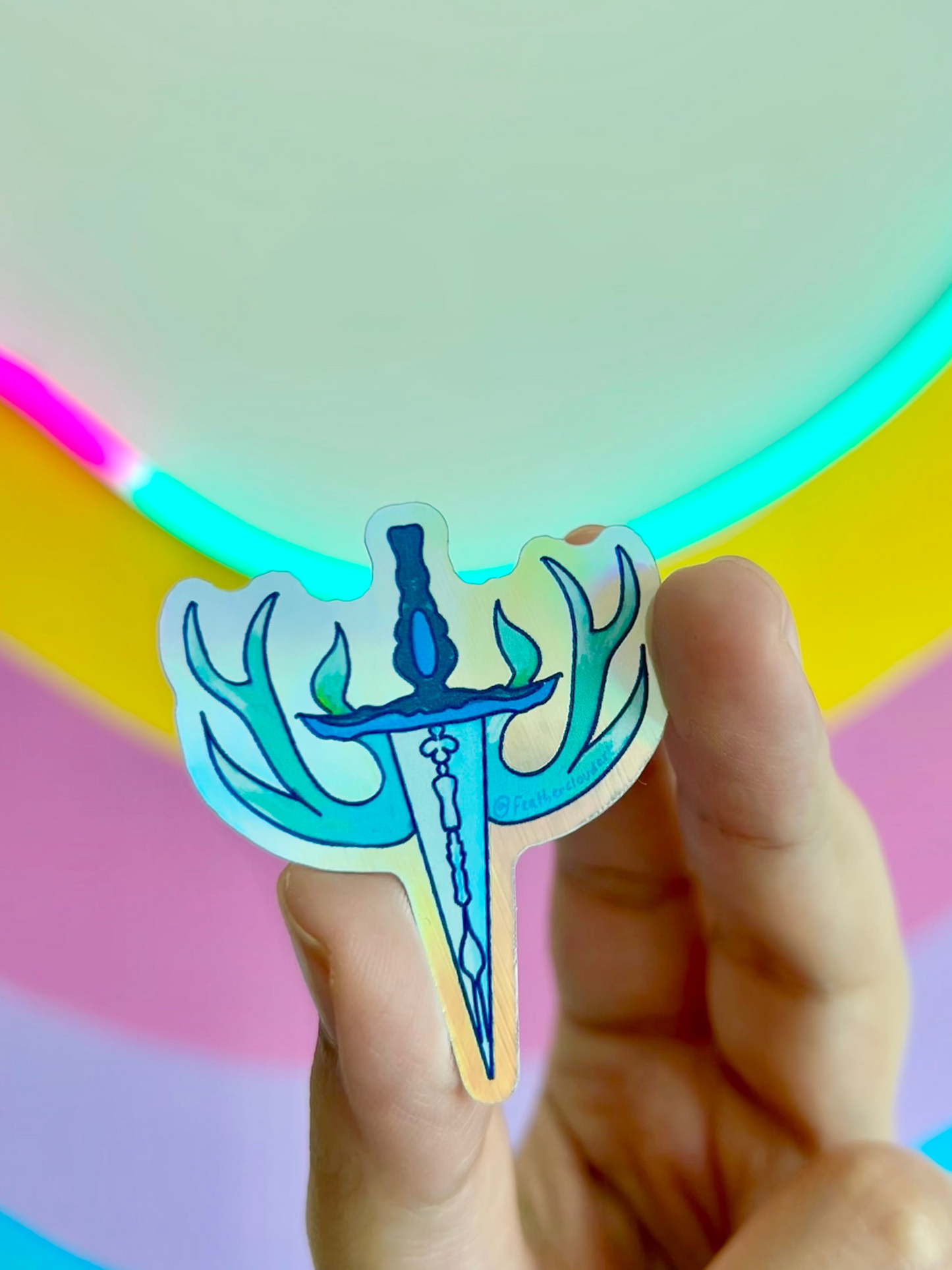 Dagger & Antlers Holographic Sticker