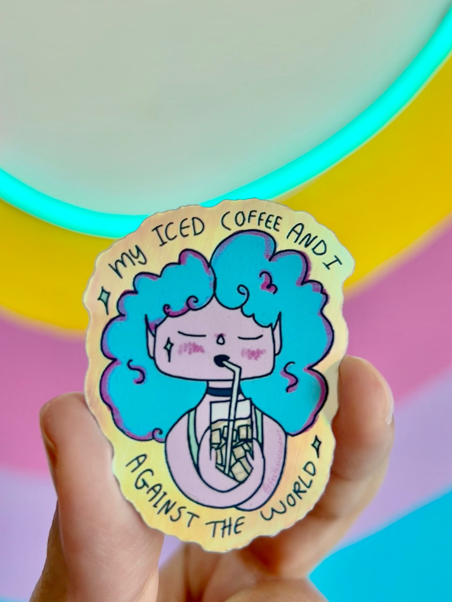 Lemon Pie Iced Coffee Holographic Sticker