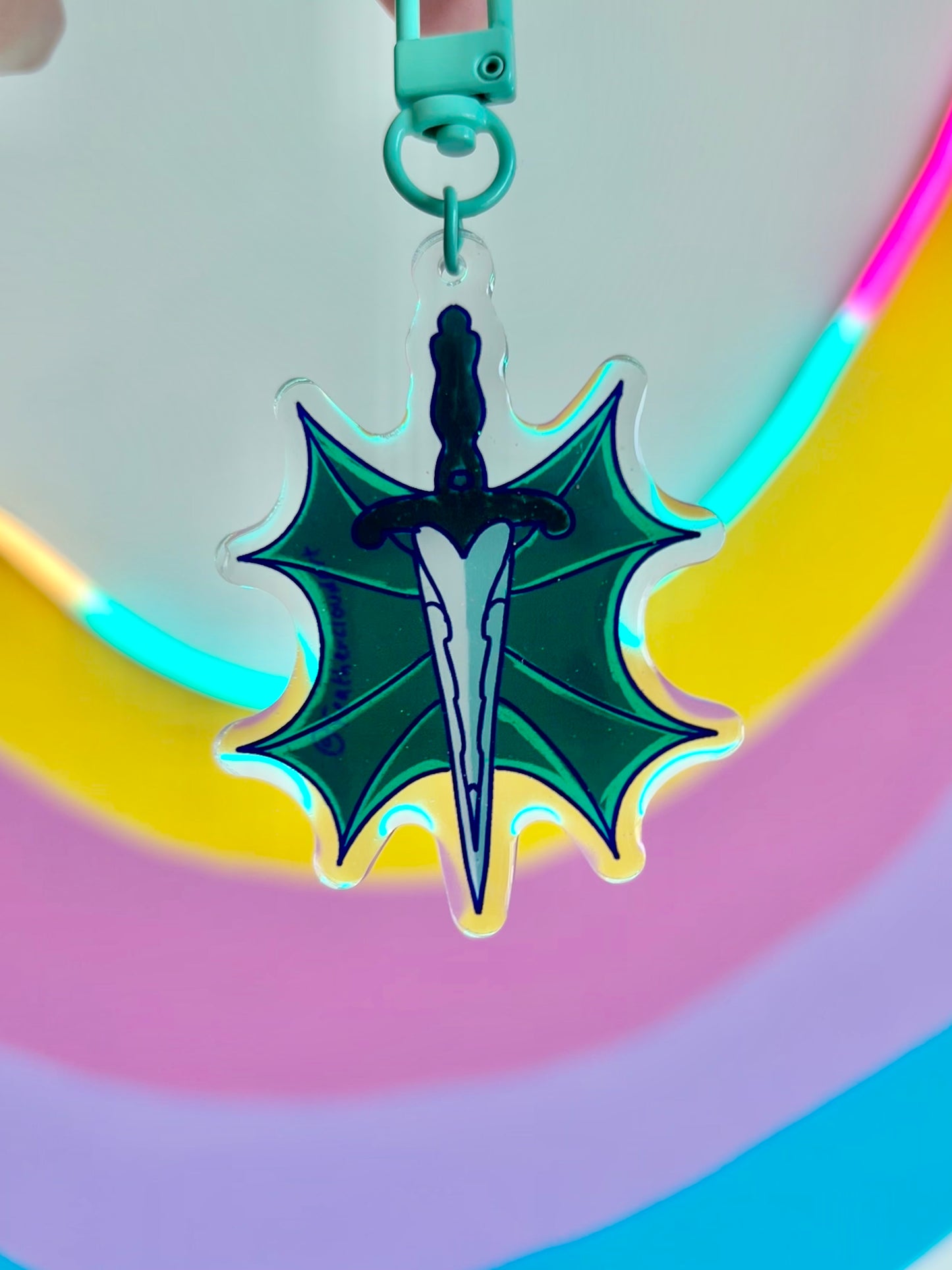 Dagger and wings Fantasy Acrylic Keychain