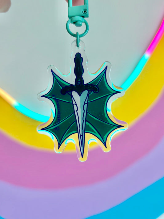 Dagger and wings Fantasy Acrylic Keychain