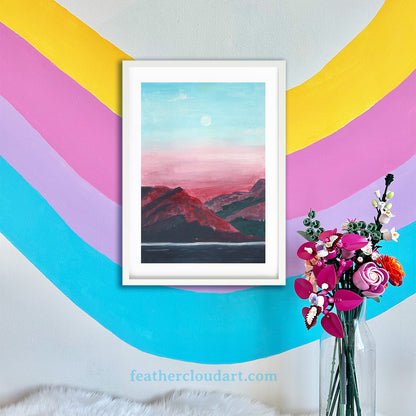 Canyon Moon| 17x25.5cm on A4  | Framed Original