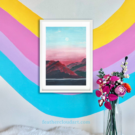 Canyon Moon| 17x25.5cm on A4  | Framed Original