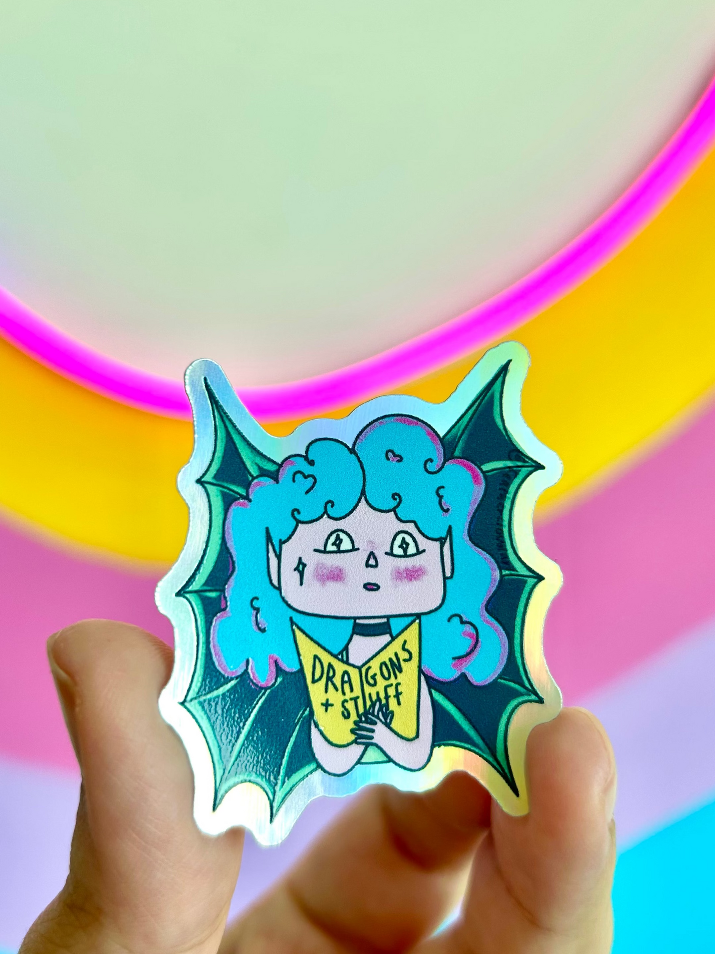 Lemonpie with wings Holographic Sticker