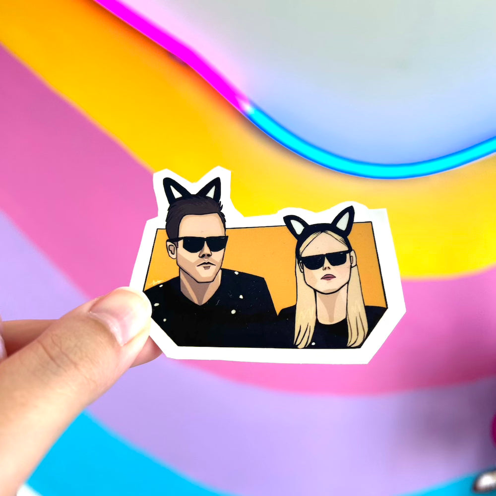 Jeff and Britta Kitties Sticker