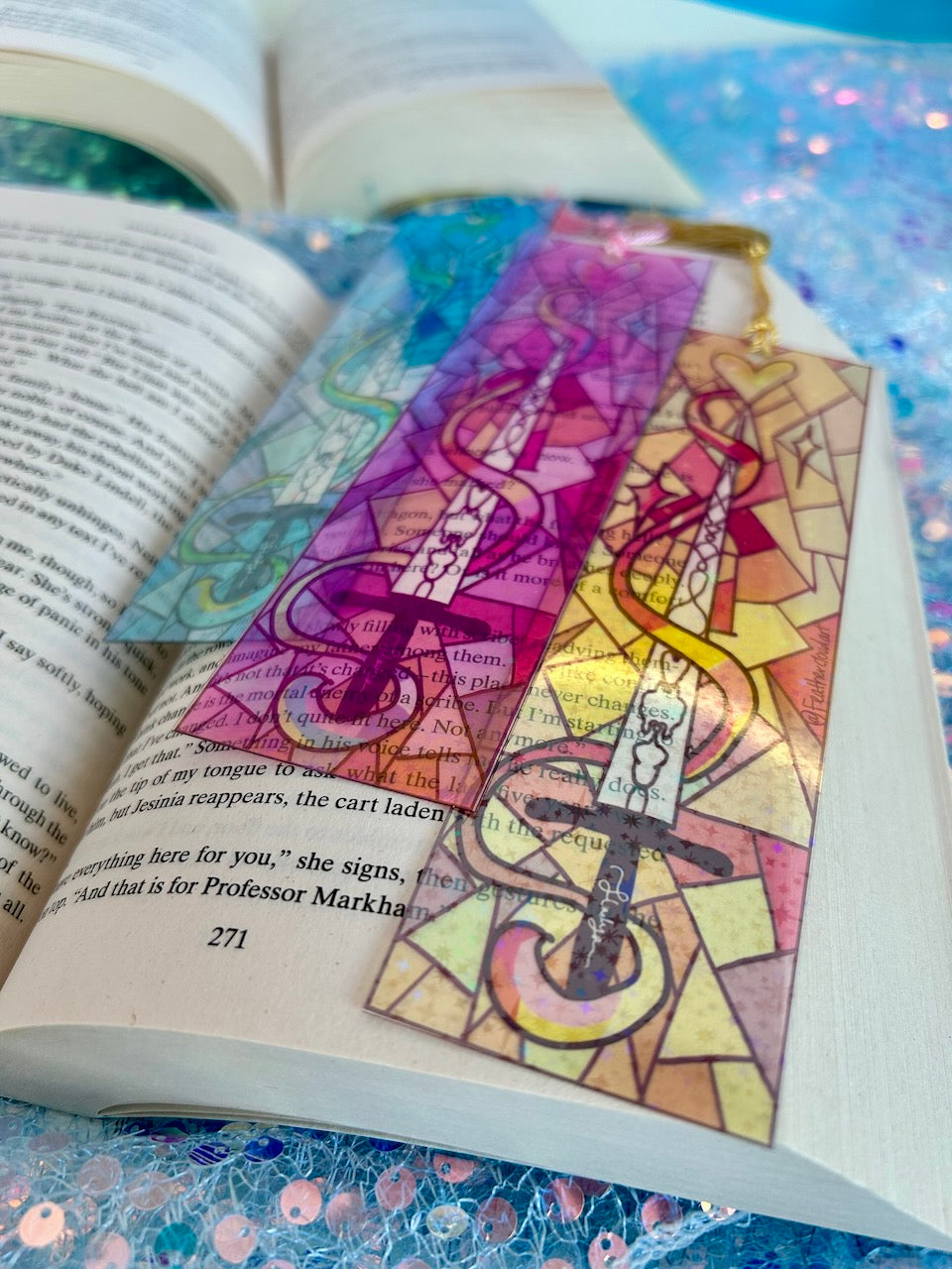'The Sword' Transparent sparkly holographic Bookmarks