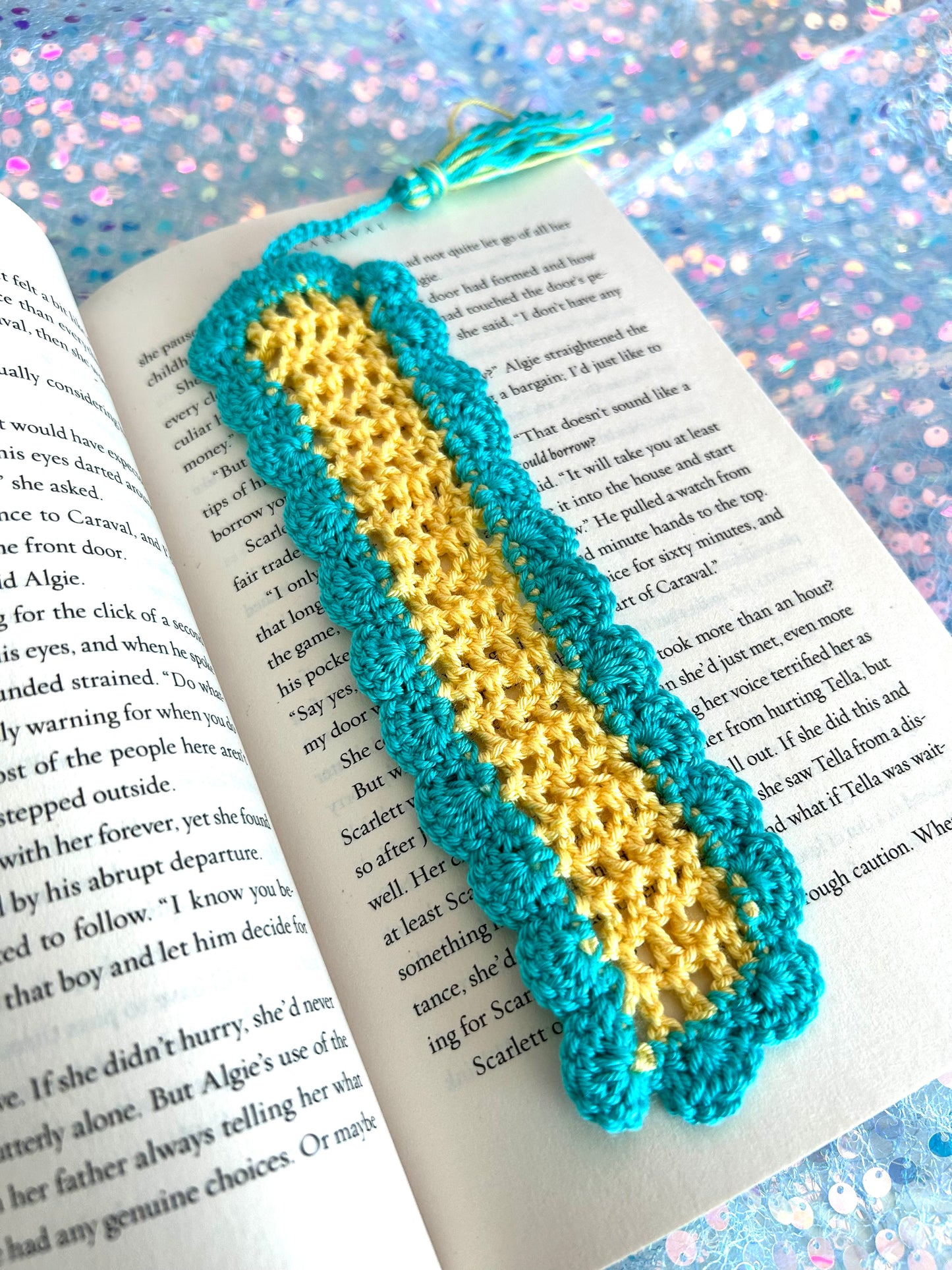 Blue & Yellow Crochet bookmark