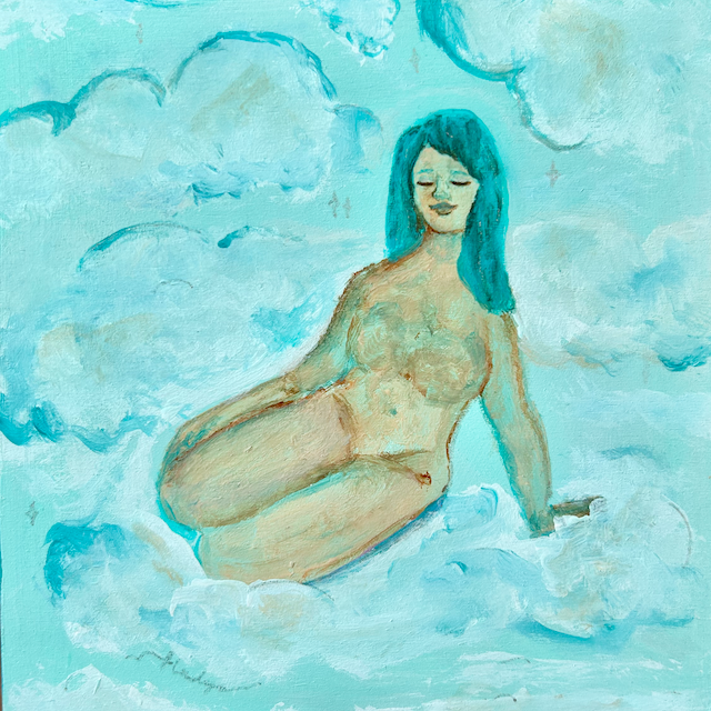 Chilling up Above| 15x15cm | Framed Original