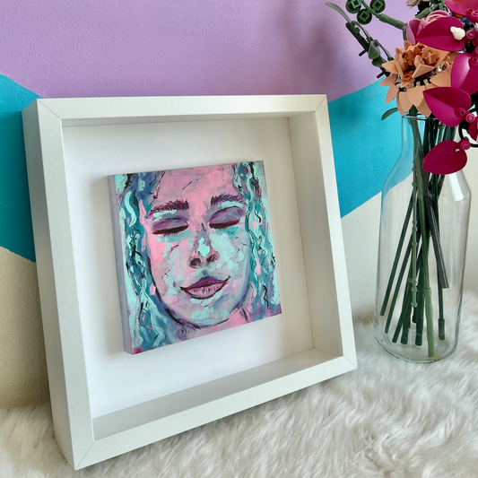 Curls of the Blues | 15x15cm | Framed Original
