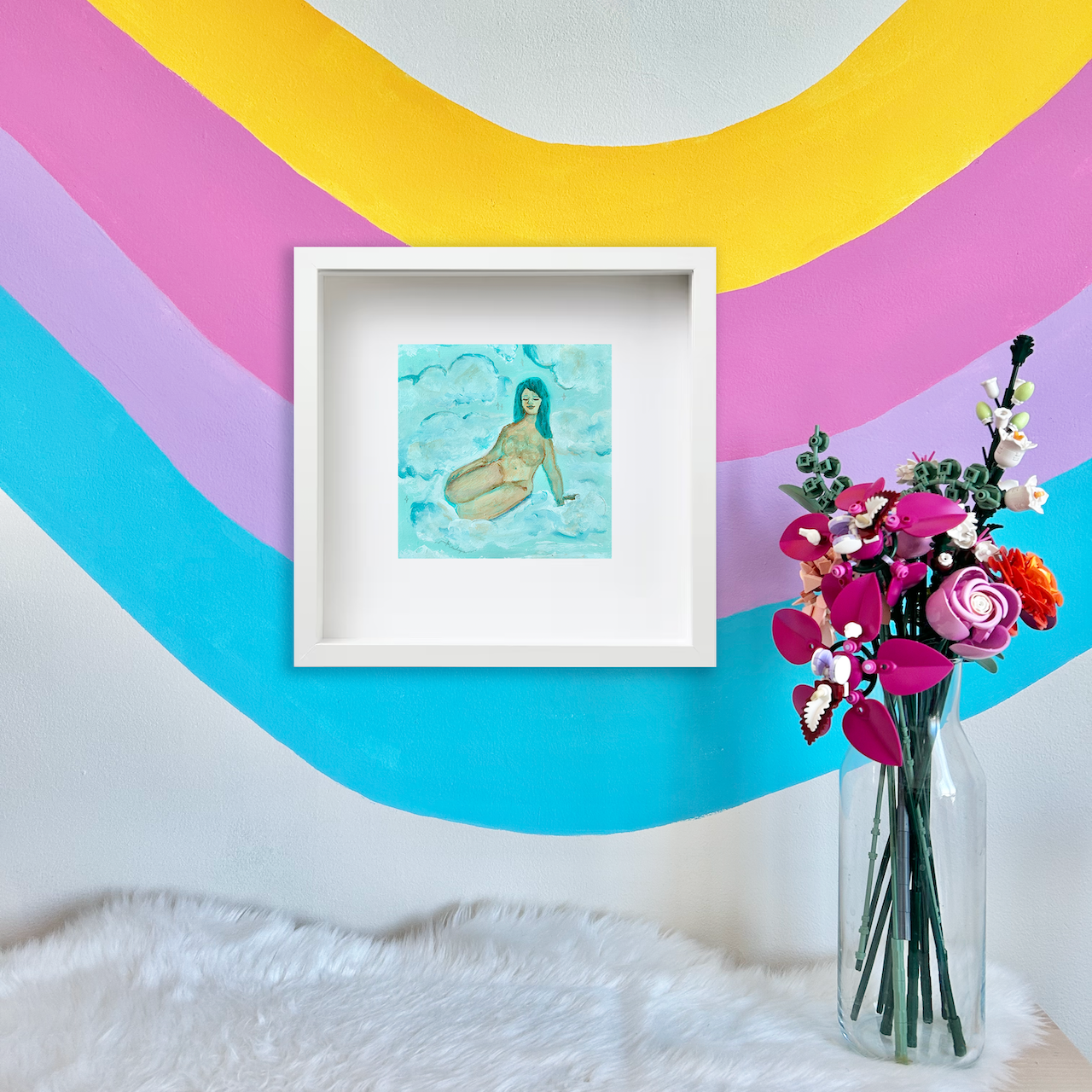 Chilling up Above| 15x15cm | Framed Original