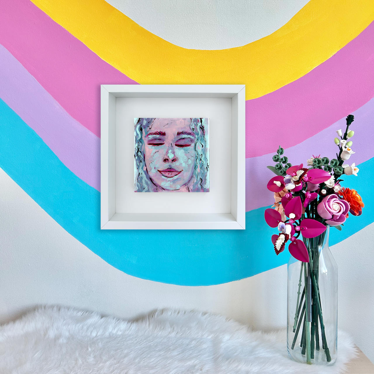 Curls of the Blues | 15x15cm | Framed Original