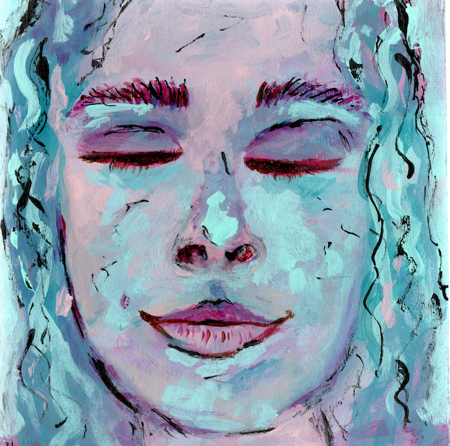 Curls of the Blues | 15x15cm | Framed Original