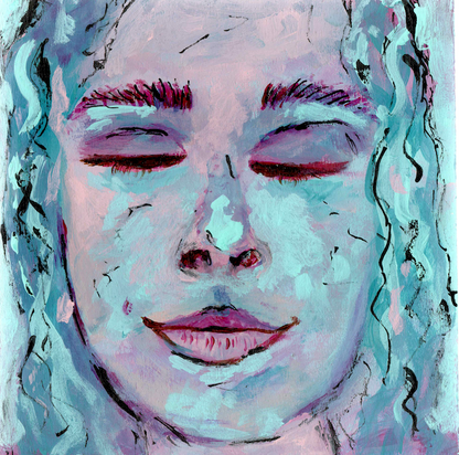 Curls of the Blues | 15x15cm | Framed Original