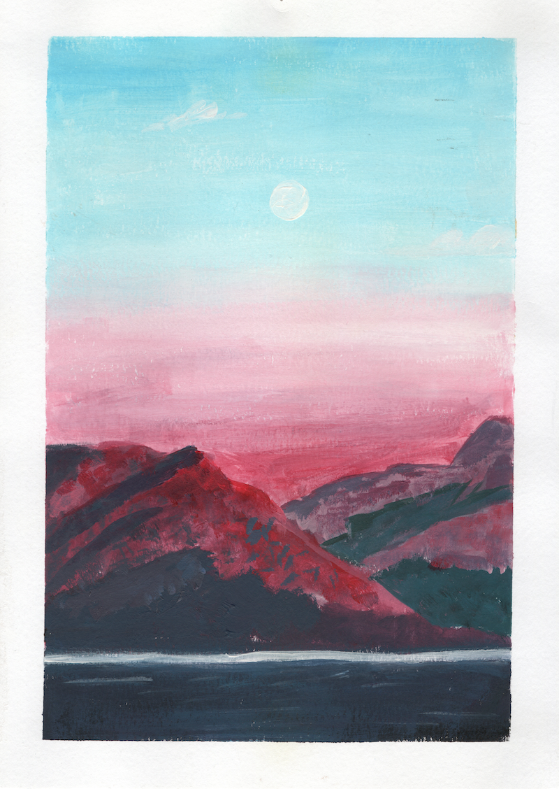 Canyon Moon| 17x25.5cm on A4  | Framed Original
