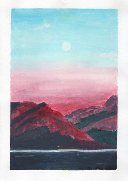 Canyon Moon| 17x25.5cm on A4  | Framed Original